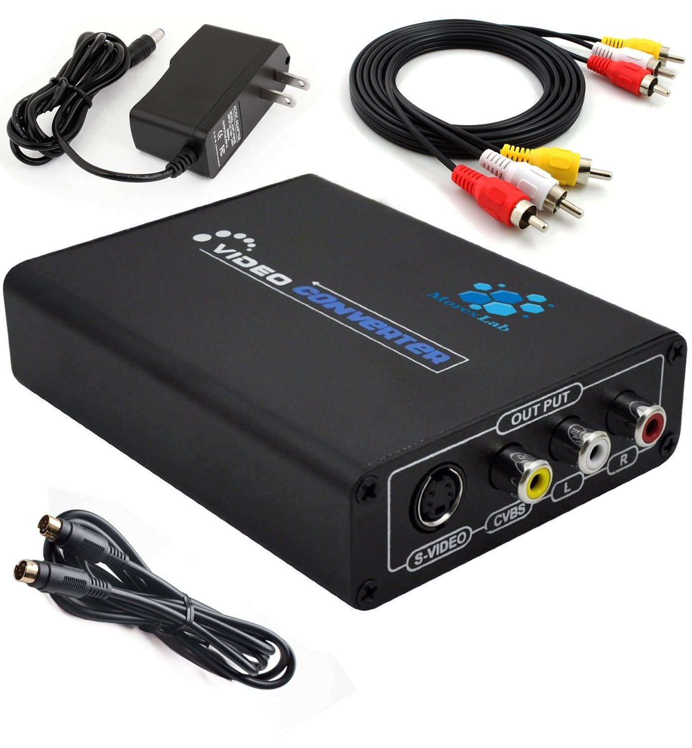 1080P HDMI to Composite 3RCA AV + S-Video R/L Audio Video Converter Scaler 720P 1080P Work with PS2 PS3 HDTV DVD TV STB Blue-Ray (HDMI to Composite 3RCA AV +