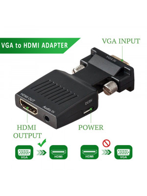 VGA to HDMI Adapter with Audio 1080P VGA Male to HDMI Female Adapter Converter - Connect PC with VGA to TV / Monitor / Projector  with HDMI port