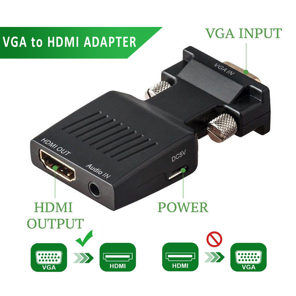 VGA to HDMI Adapter with Audio 1080P VGA Male to HDMI Female Adapter